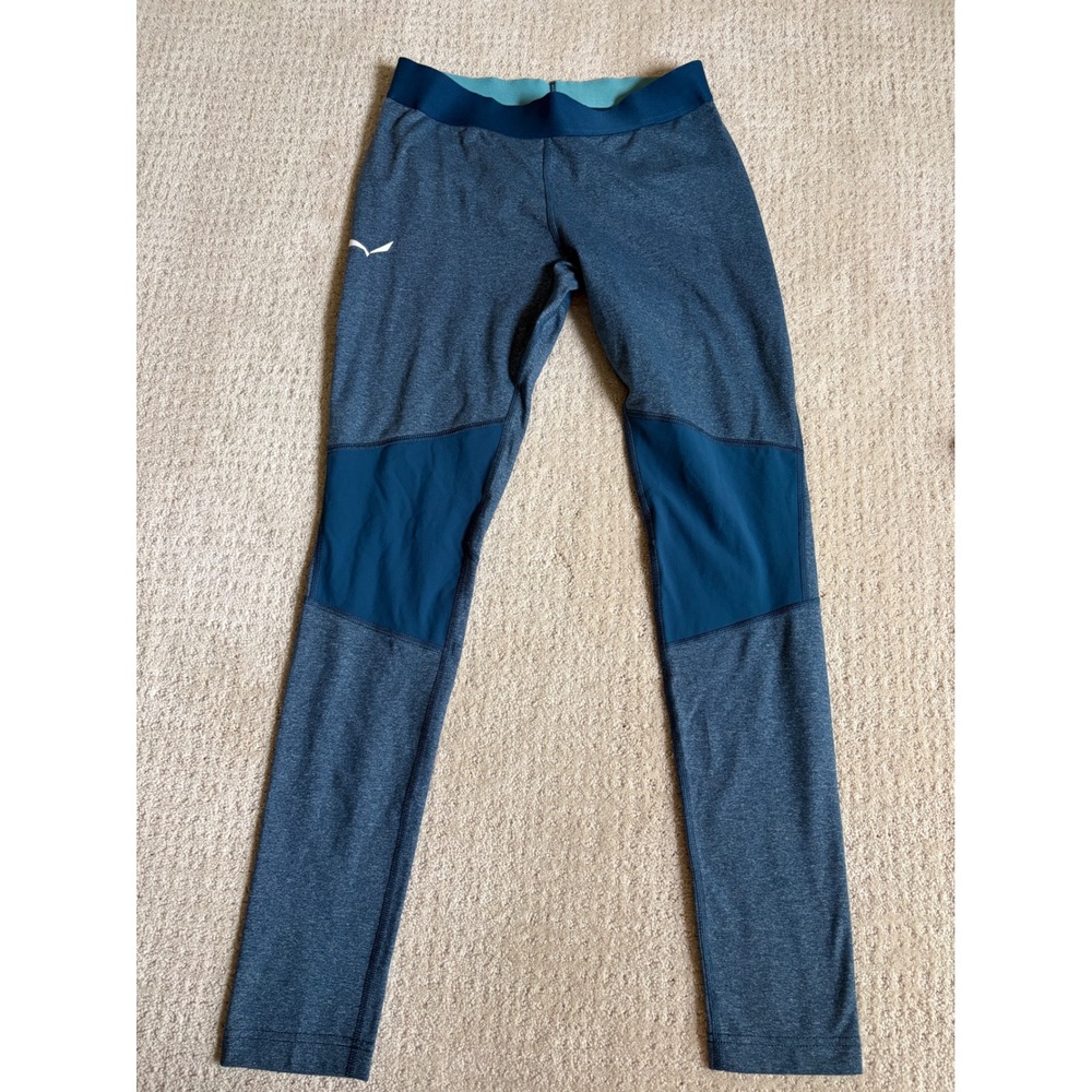 Salewa Women Blue Hiking Leggings Reinforced Knee Seat Athletic Tights Size M